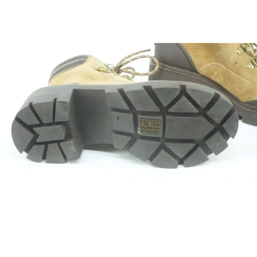 Tory Burch Suede Hiker High Heel Ankle Boots Size 7 Lug Logo $440 Lace Up